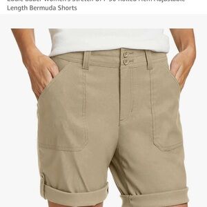 Eddie Bauer Tan Utility Bermuda Shorts Relaxed Fit Cotton Blend